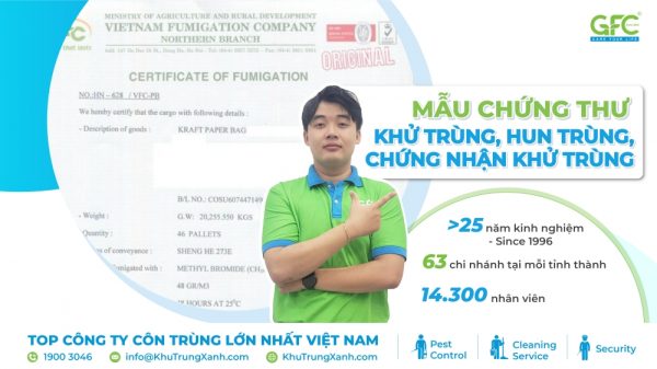 Mẫu chứng thư khử trùng, hun trùng, chứng nhận khử trùng